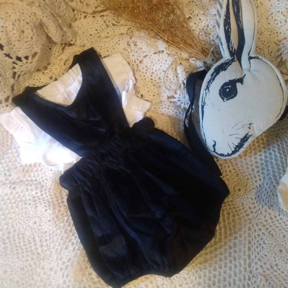 Charming Black Suspender Romper for Kids